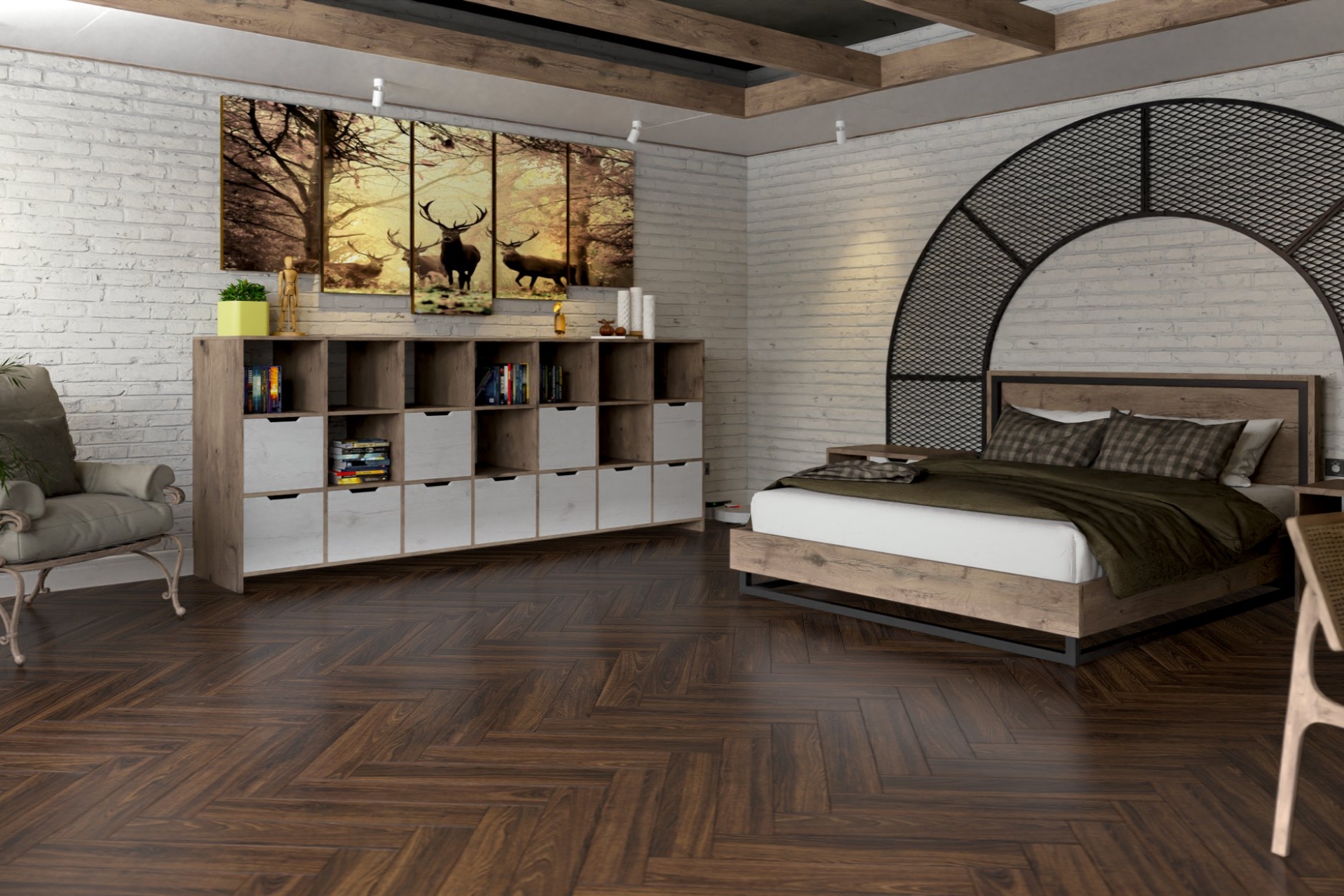 Инженерный паркет «Damy Floor» Каштановый (укладка елочкой) — купить в Туле